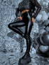 One size, faux leather leggings with insulation - BLACK